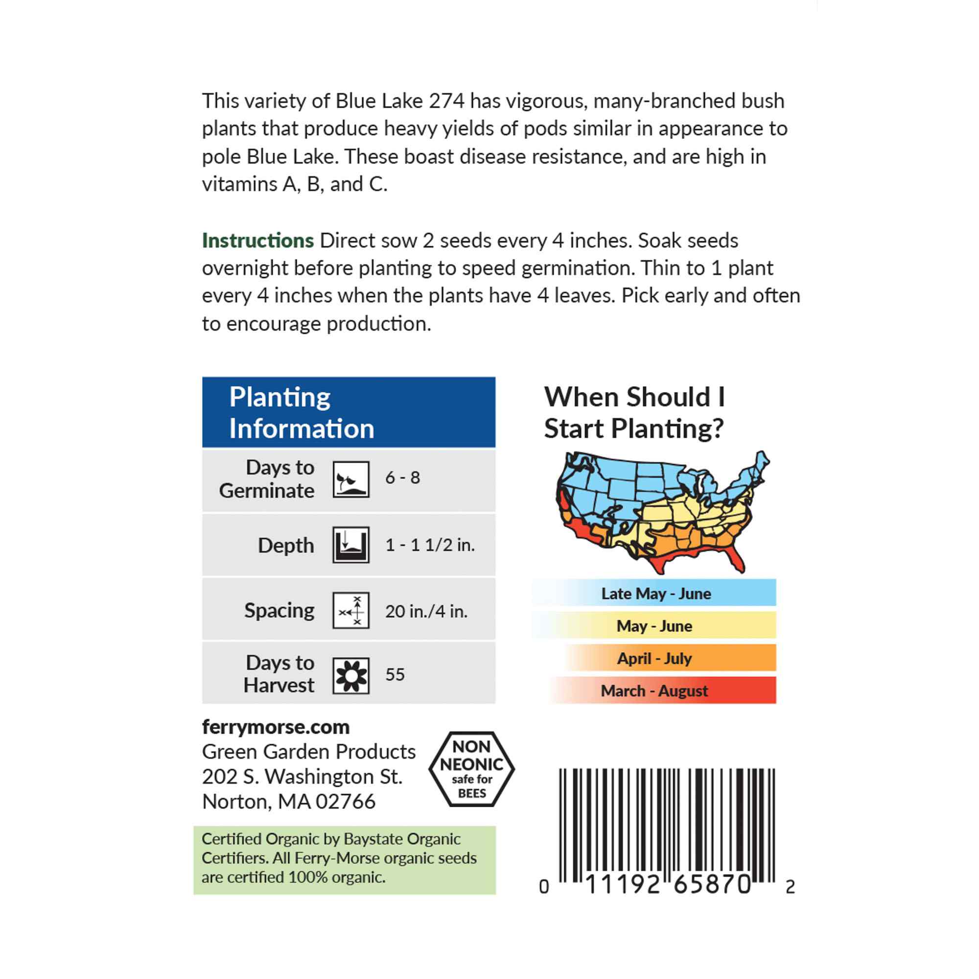 Ferry-Morse bean seed packet